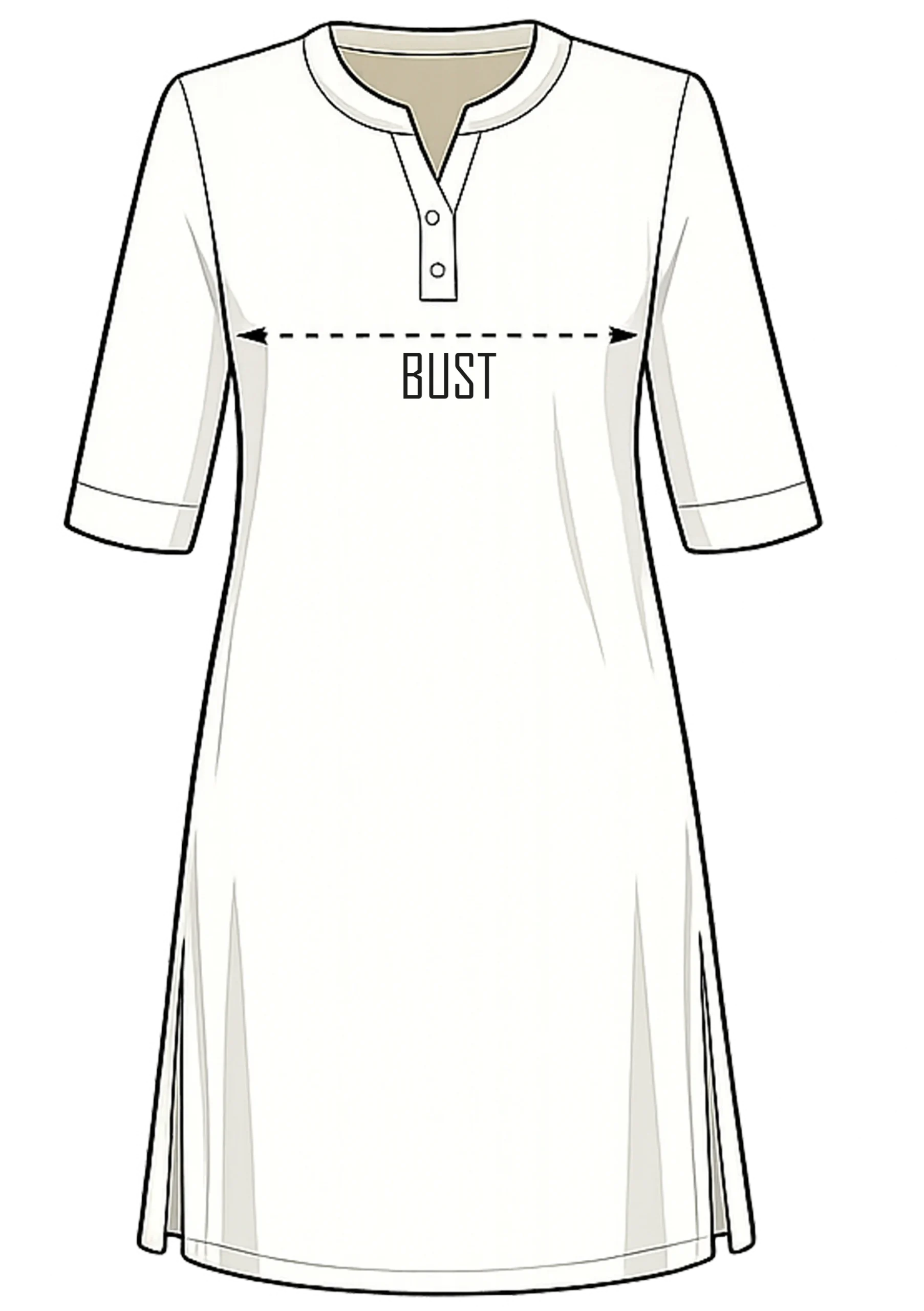 Kurti bust measurement guide showing how to measure chest size across front for size chart reference