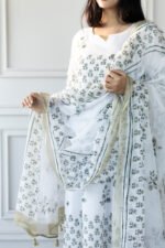 Side pose of Aangan Vibes Kurti Set with Dupatta
