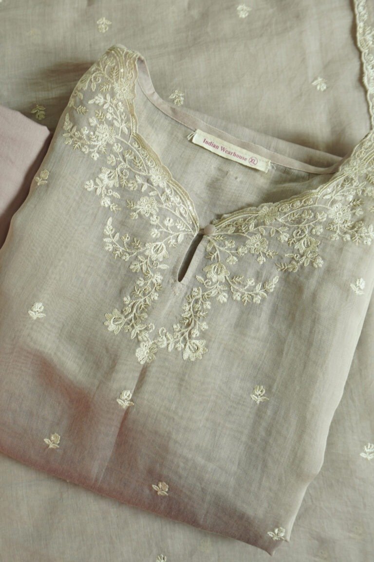 DewDrop Serenity Light Pink semi-stitched kurti with delicate embroidery for ethnic functions