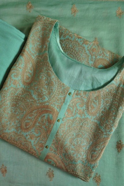 Blue Mirage Elegance Light Blue semi-stitched kurti with embroidery for ethnic occasions