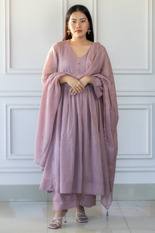 Full length image of Mauvika Kurti Set with matching dupatta