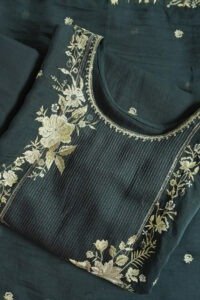 Semi-stitched kurti with gold embroidery and floral motifs, perfect for festivals, weddings, and traditional celebrations. Elegant ethnic wear for women.