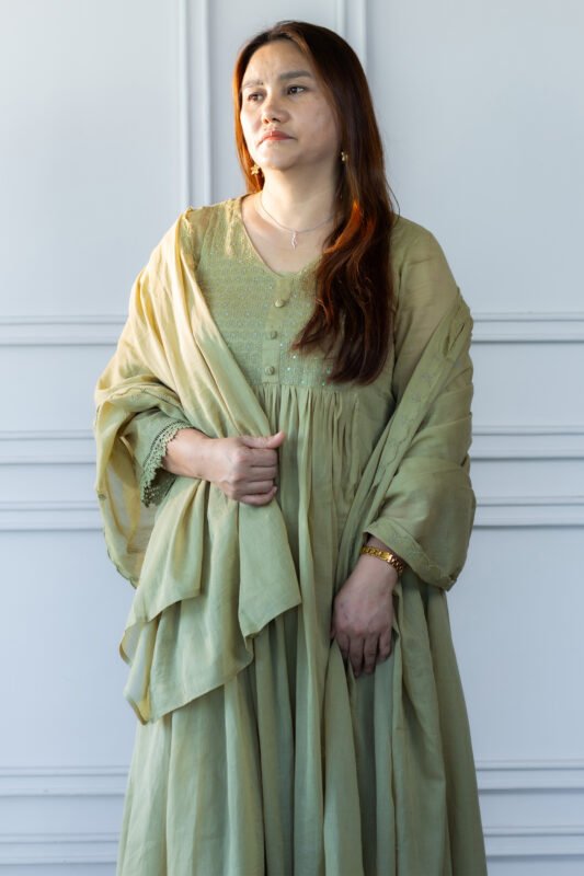 Fabric close-up of Aangan Edit Kurti showing texture and finish