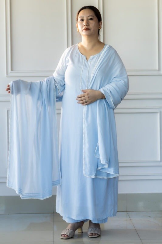 Full length view of Vyanika Kurti Set with dupatta