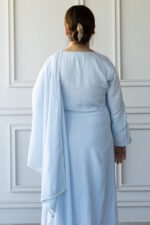 Back view of Vyanika Kurti Set showcasing flowy silhouette