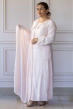 Close-up embroidery detail of Blush Bloom Kurti.